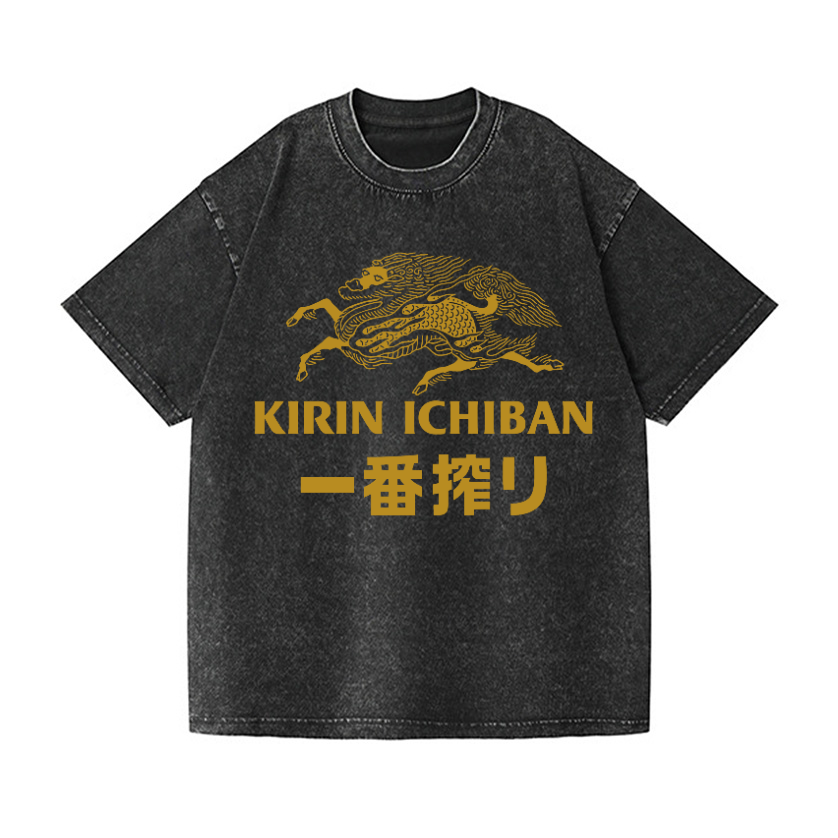 Kirin Ichiban Brewery Beer Vintage Wash Japanese Design T-Shirt