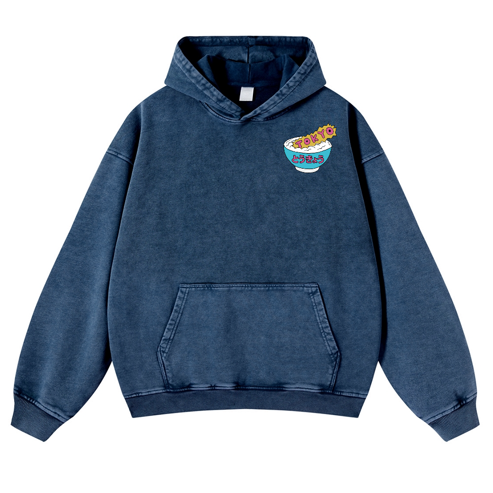 Kaiju The Monster Rice of Tokyo Vintage Washed Cotton Back Art Hoodie