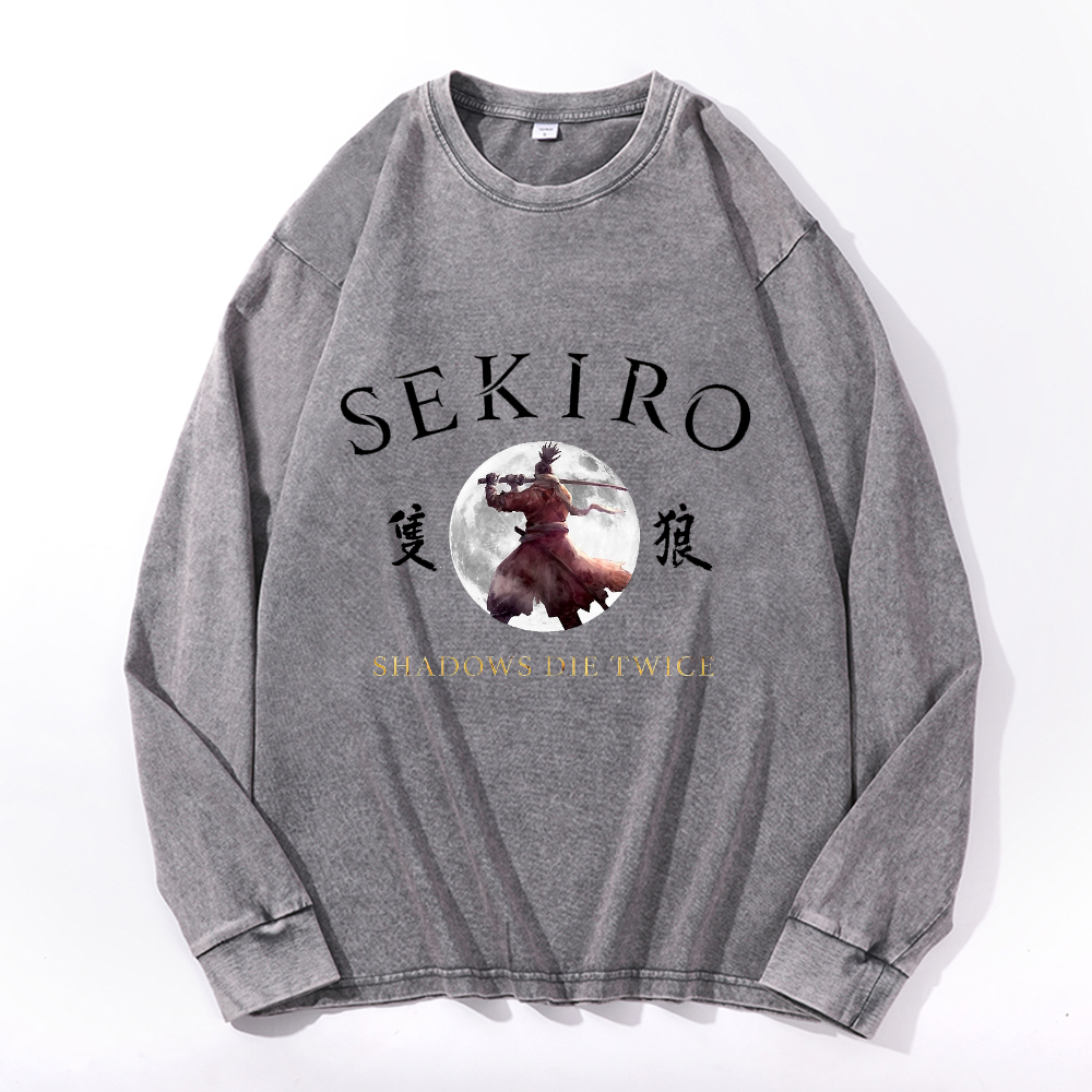 Vintage Cotton Wash Crewneck Long-Sleeve T-Shirt