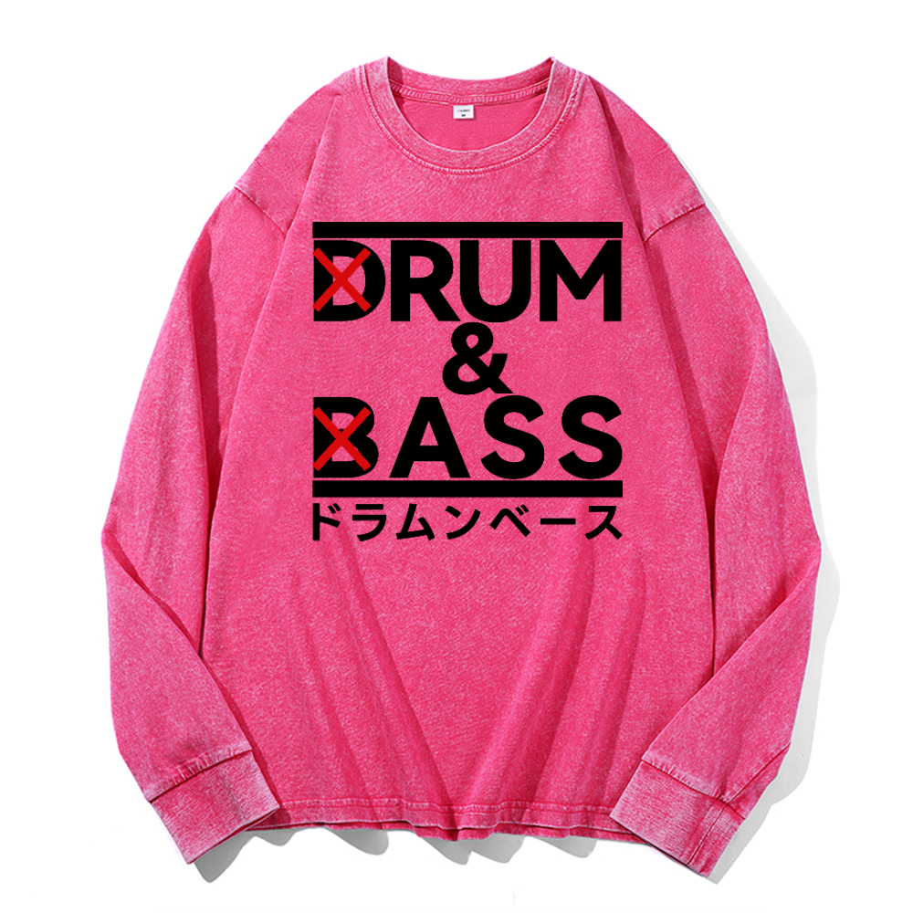 Drum and Bass Vintage Cotton Wash Long-sleeve T-shirt