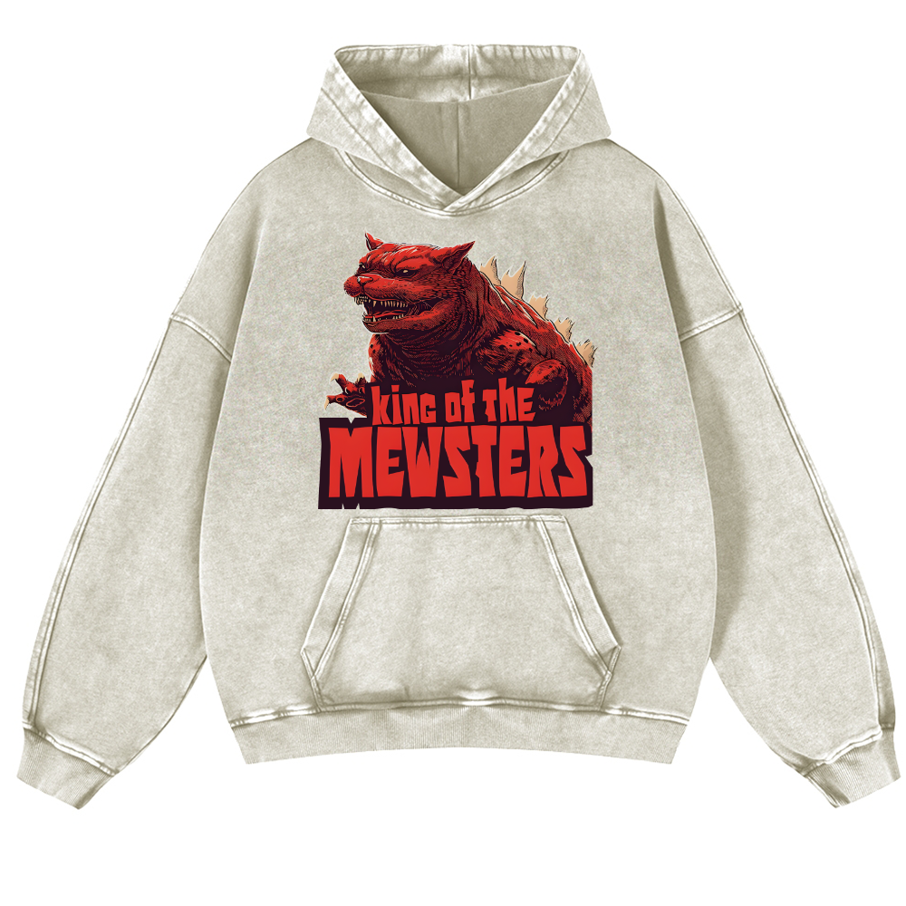 Catzilla Cat Kaiju Vintage Washed Thick Cotton Hoodie