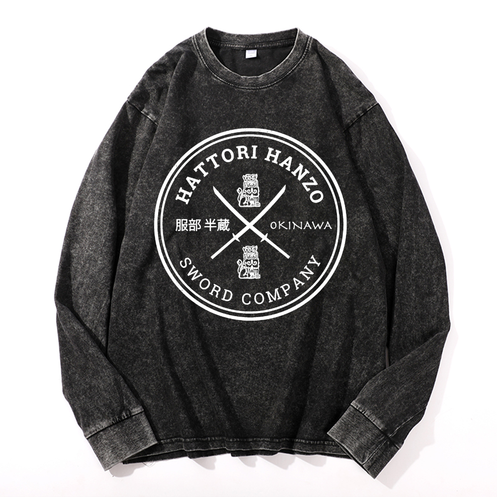 Vintage Cotton Wash Crewneck Long-Sleeve T-Shirt