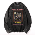 Yayoi Kusama Cat Vintage Cotton Wash Crewneck Long-Sleeve T-Shirt