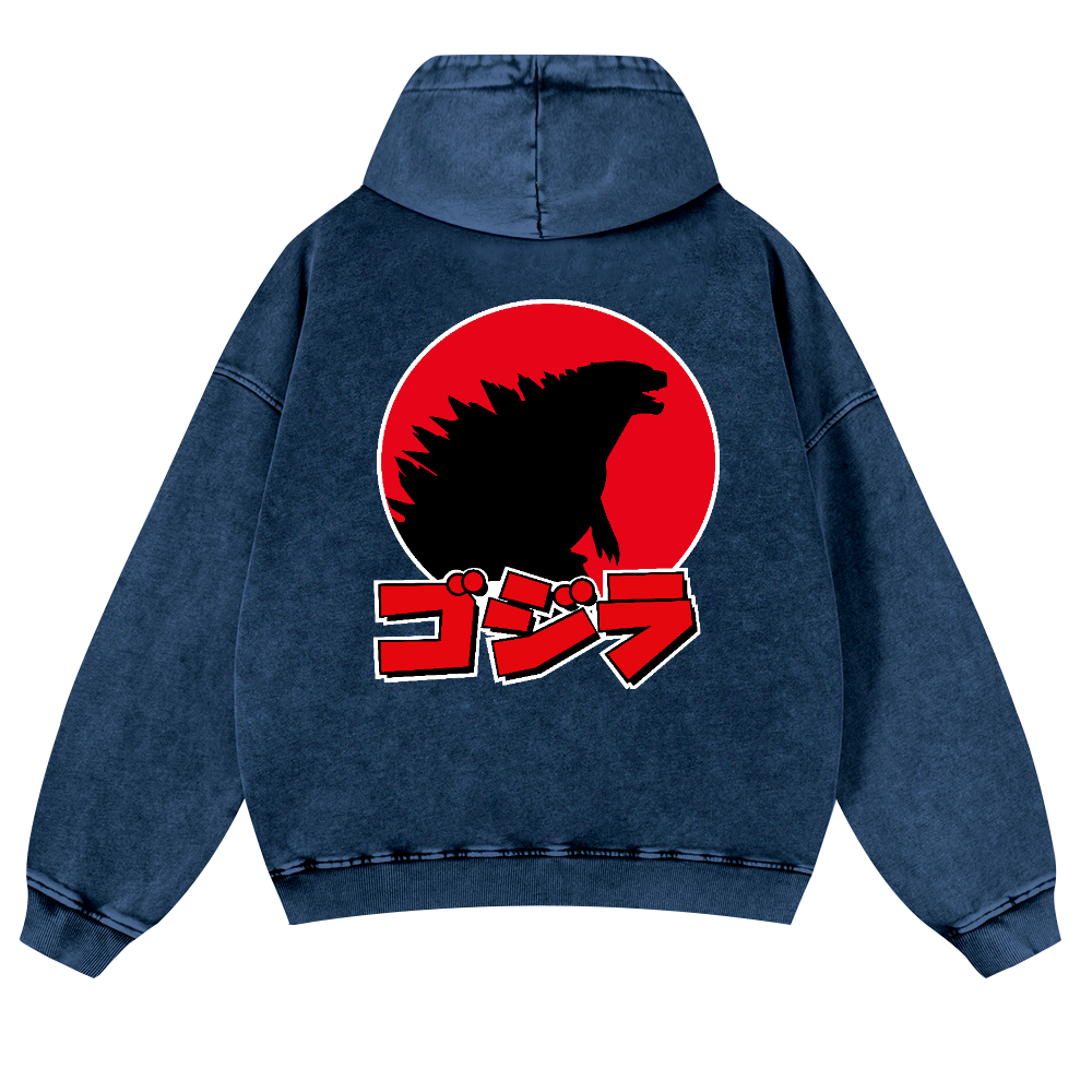 Kaiju Vintage Washed Cotton Back Art Hoodie