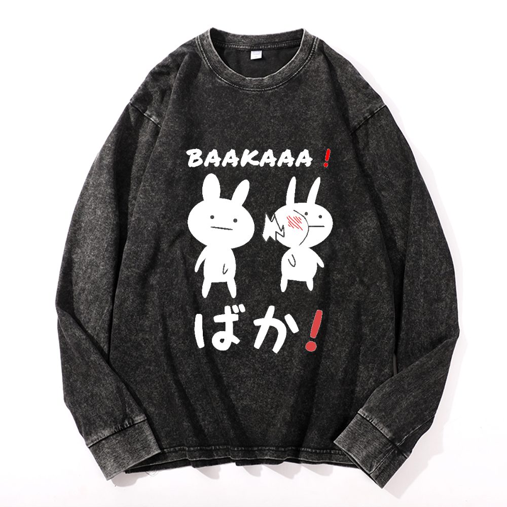 Vintage Cotton Wash Crewneck Long-Sleeve T-Shirt