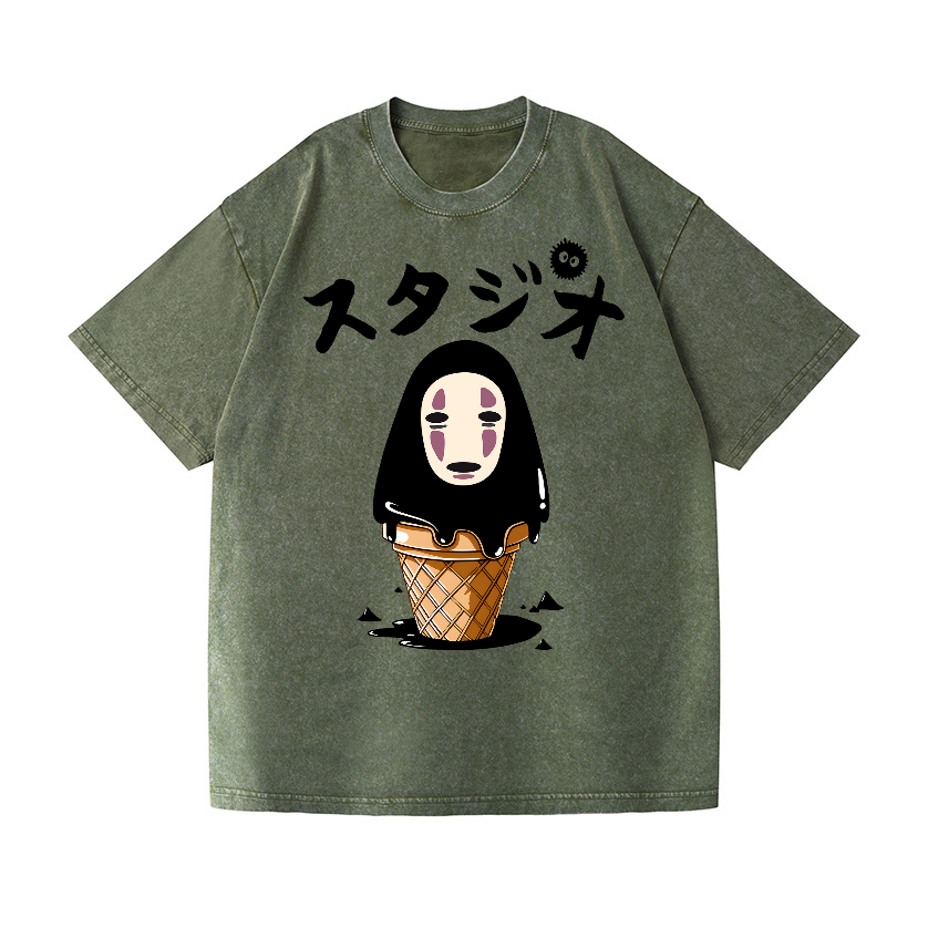 Ghibli No Face Kaonashi Vintage Wash Japanese Design T-Shirt