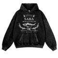 Mackerel Fish Vintage Washed Thick Cotton Hoodie