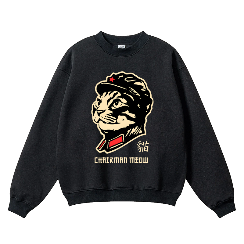 Chairman Cat Vintage Cotton Blend Crewneck Sweatshirt