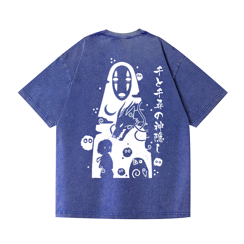 Ghibli No Face Kaonashi Vintage Wash Japanese Design Back Art T-Shirt