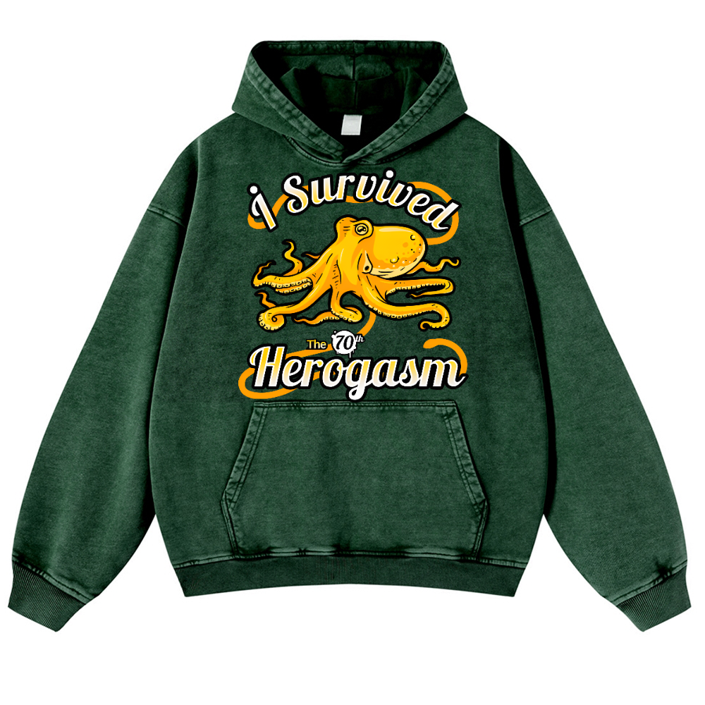 Octopus Vintage Washed Thick Cotton Hoodie