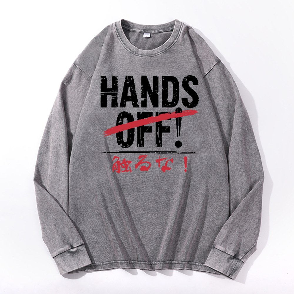 Hands Off Vintage Cotton Wash Long-sleeve T-shirt