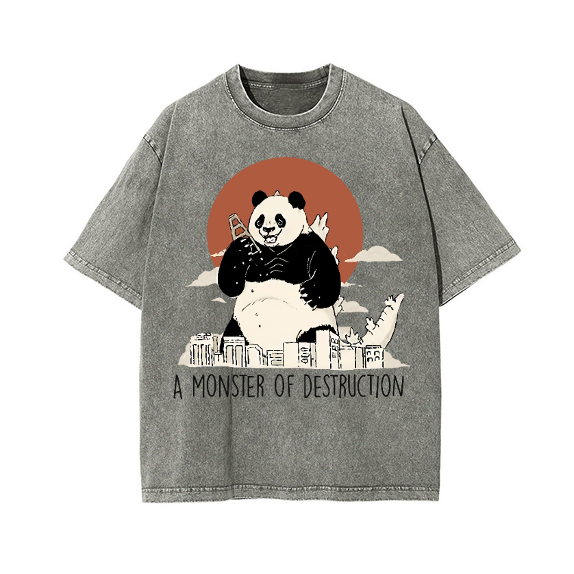 Panda Kaiju Vintage Wash Japanese Design T-Shirt