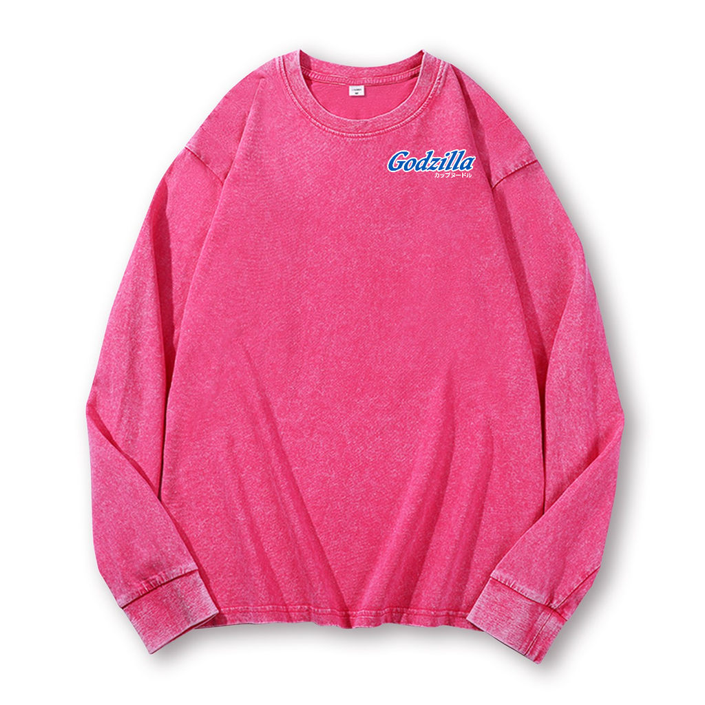 Cup Noodles Kaiju Vintage Washed Cotton Back Art Long-sleeve T-shirt