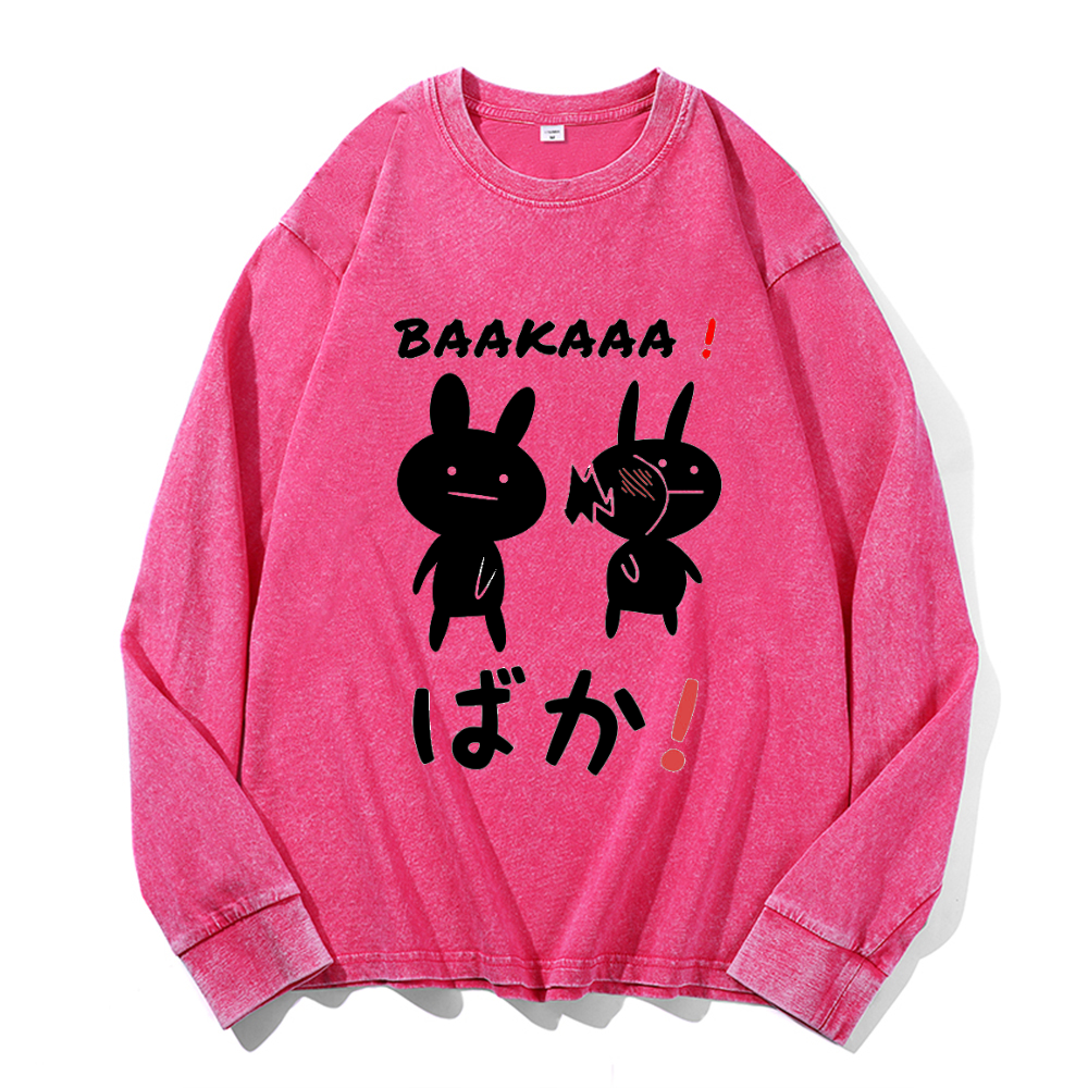 Vintage Cotton Wash Crewneck Long-Sleeve T-Shirt