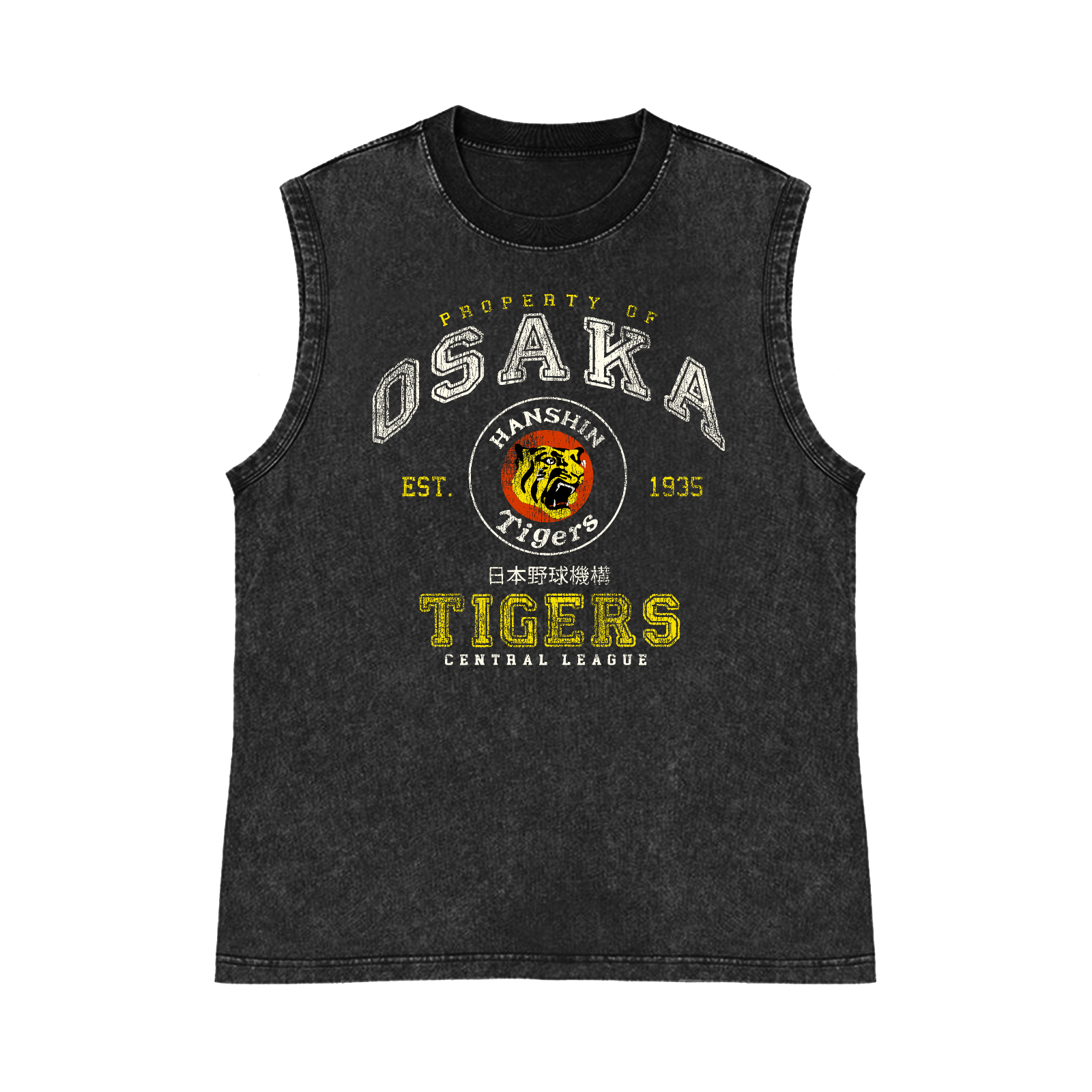Osaka Tigers Pure Cotton Wash-Dyed Sleeveless Tank Top