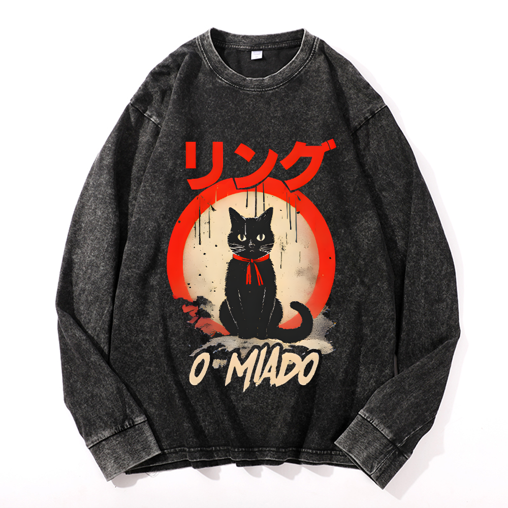 Vintage Cotton Wash Crewneck Long-Sleeve T-Shirt