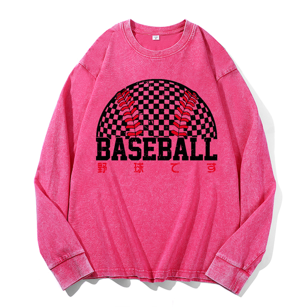 Baeball Vintage Cotton Wash Long-sleeve T-shirt