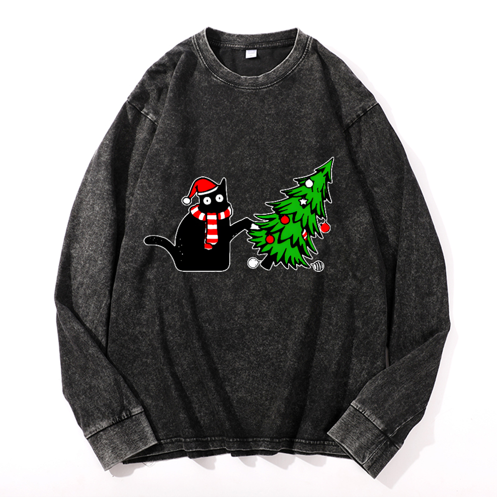 Vintage Cotton Wash Crewneck Long-Sleeve T-Shirt