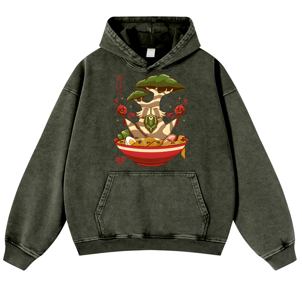 Bonsai Ramen Vintage Washed Thick Cotton Hoodie