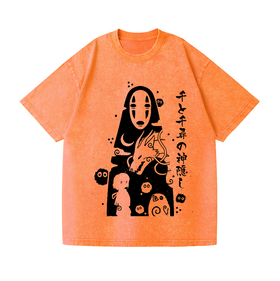Ghibli Spirit Away No Face Kaonashi Vintage Wash Japanese Design T-Shirt