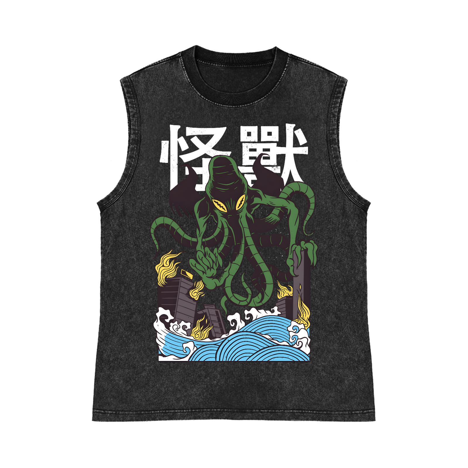 Monster Pure Cotton Wash-Dyed Sleeveless Tank Top