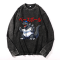 Dodgers Kaiju 17 Baseball Vintage Cotton Wash Long-sleeve T-shirt