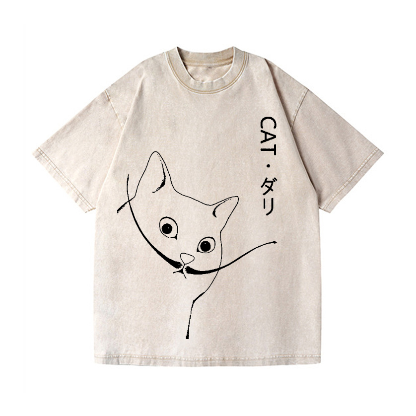 Warrior Cat Vintage Wash Japanese Design T-Shirt