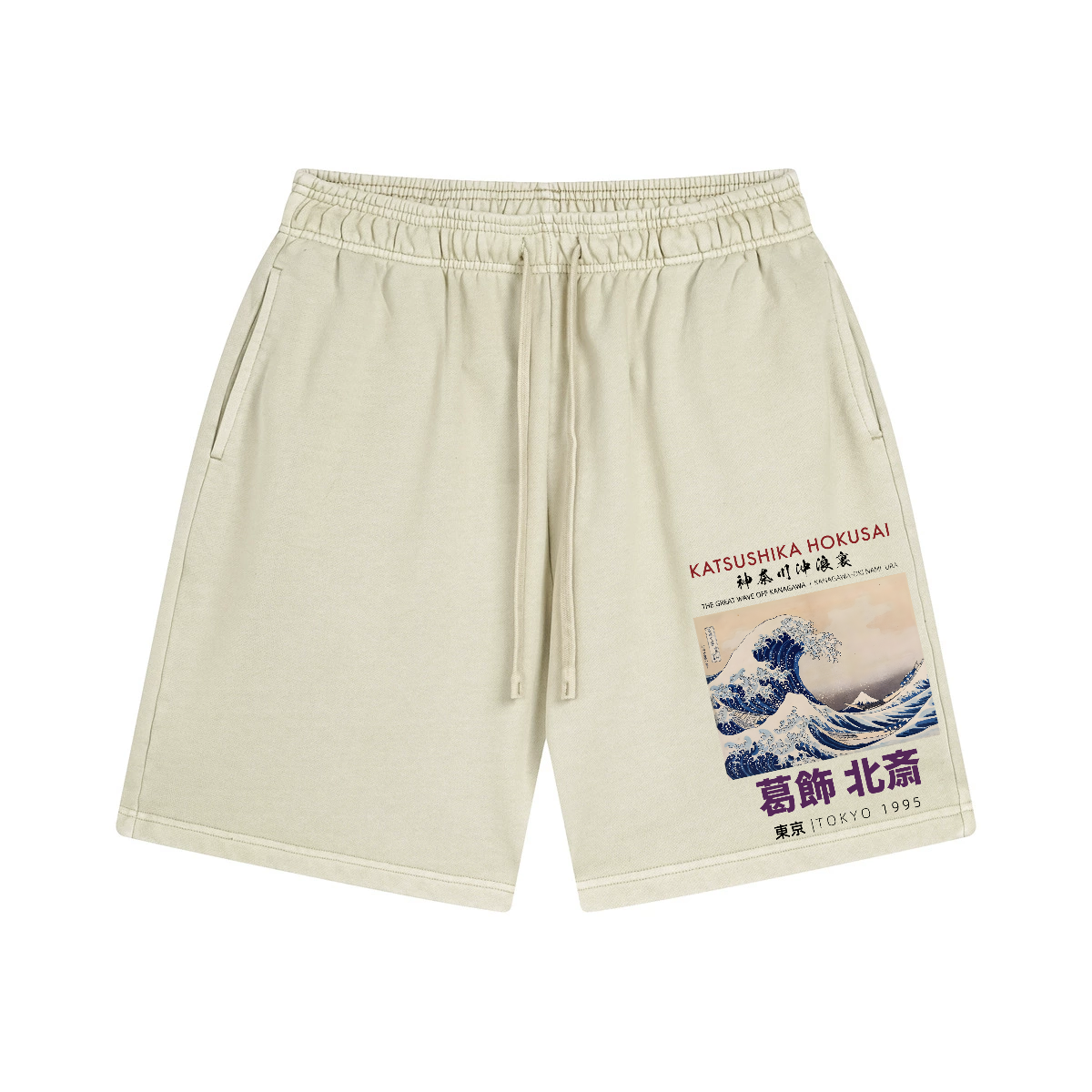 The Great Wave off Kanagawa Katsushika Hokusai Vintage Pure Thick Cotton Shorts