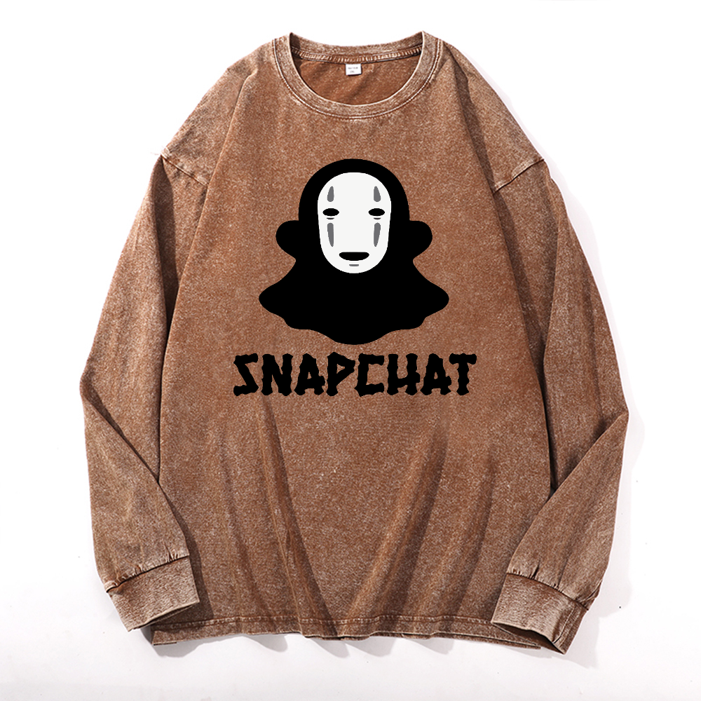 Snapchat Vintage Cotton Wash Long-sleeve T-shirt