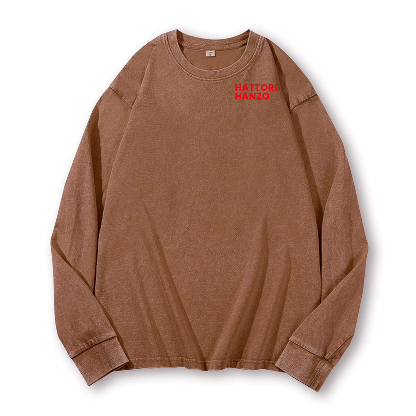 Okinawa Hattori Hanzo Vintage Washed Cotton Back Art Long-sleeve T-shirt