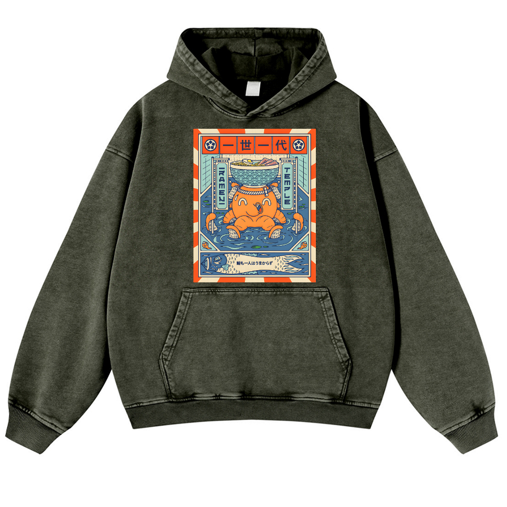 Octopus Vintage Washed Thick Cotton Hoodie