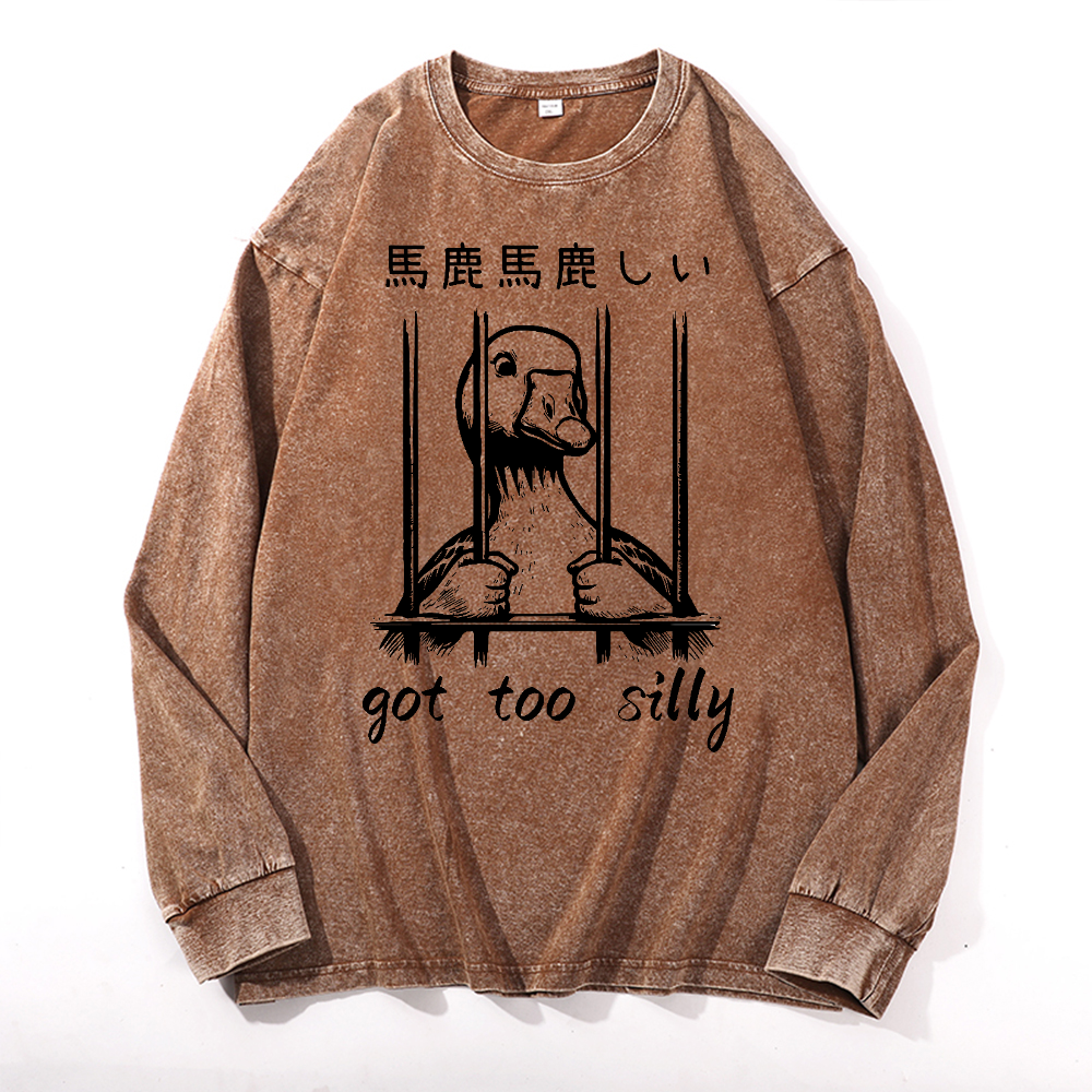 Duck Vintage Cotton Wash Crewneck Long-Sleeve T-Shirt