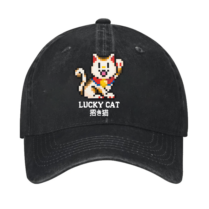 Mosaic Lucky Cat Vintage Cotton Cap