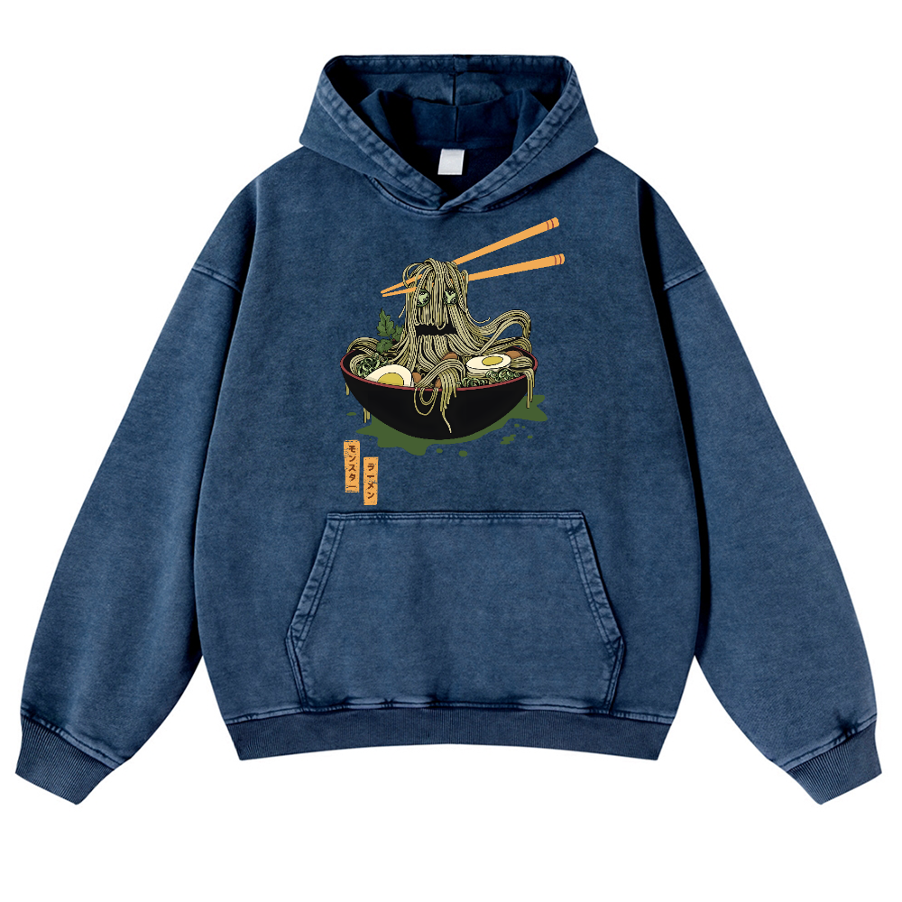 Monster Ramen Vintage Washed Thick Cotton Hoodie
