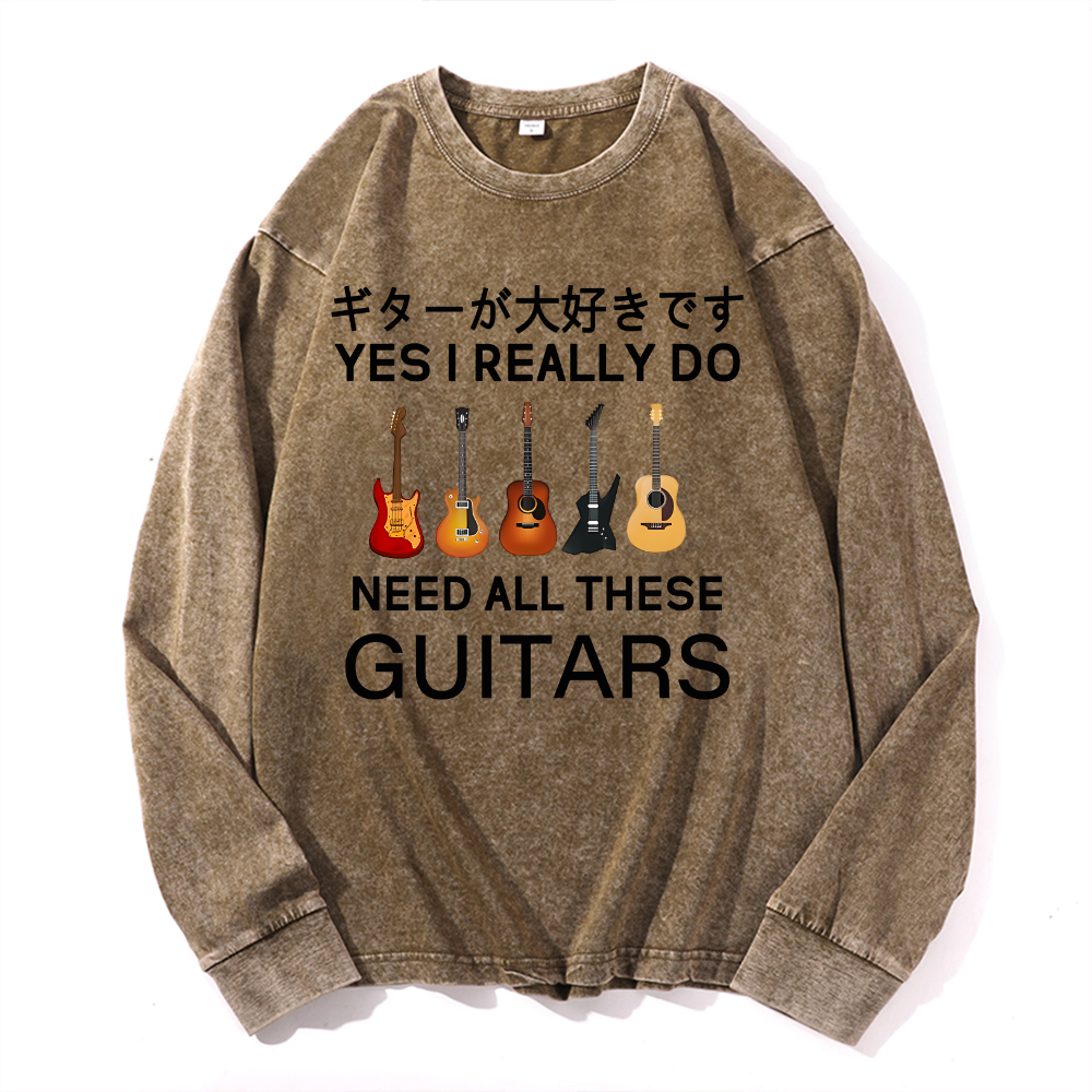 Guitars Vintage Cotton Wash Long-sleeve T-shirt