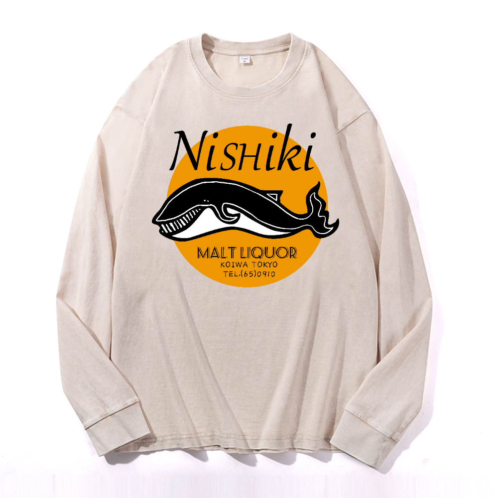 Nishiki Vintage Cotton Wash Crewneck Long-Sleeve T-Shirt