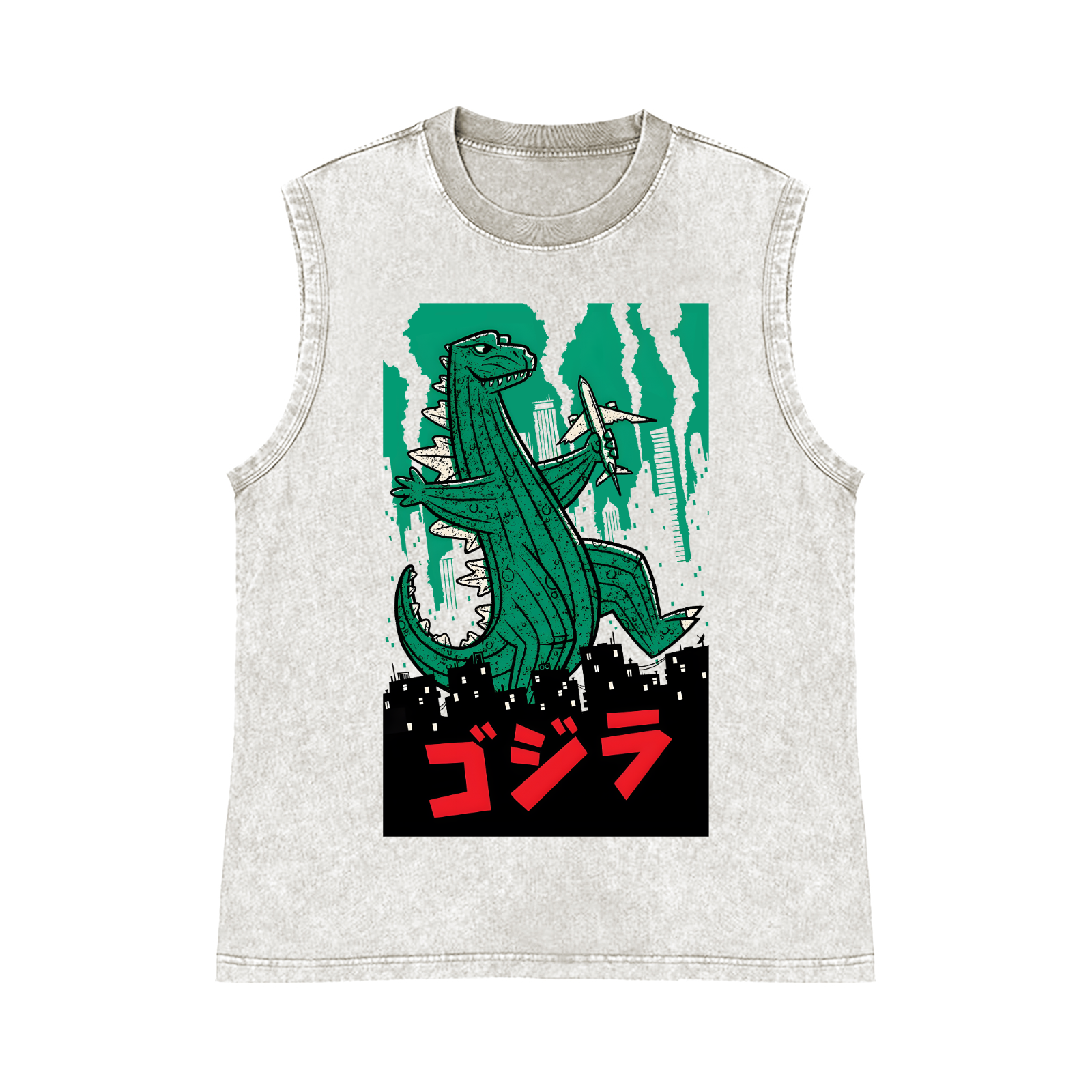 Kaiju Pure Cotton Wash-Dyed Sleeveless Tank Top