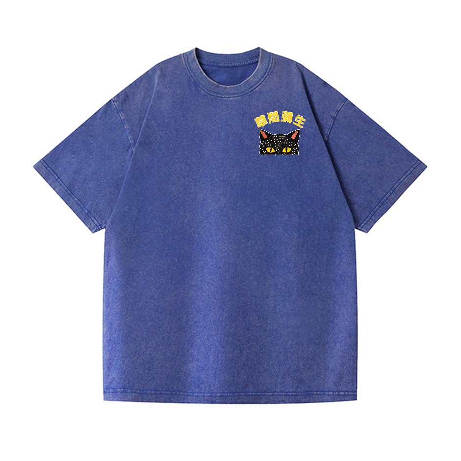 Yayoi Kusama Cat Vintage Wash Japanese Design Back Art T-Shirt
