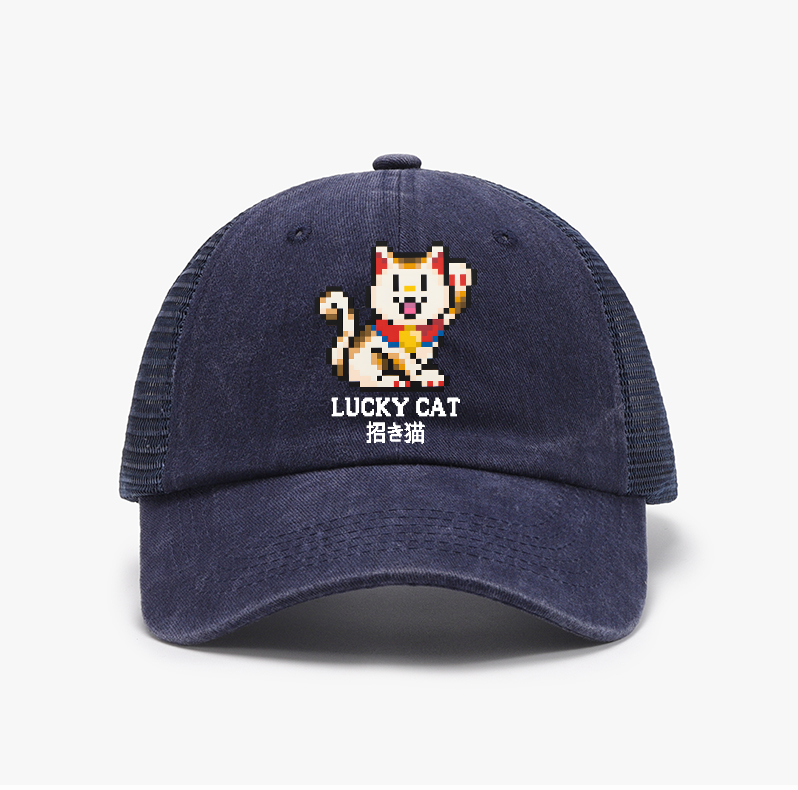Mosaic Lucky Cat Vintage Cotton Breathable Hat
