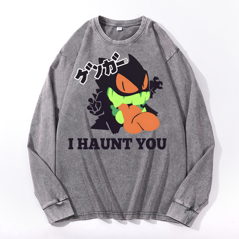 Gengar Vintage Cotton Wash Long-sleeve T-shirt