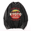 Kyoto Japan Honshu Kansai Region Vintage Cotton Wash Crewneck Long-Sleeve T-Shirt