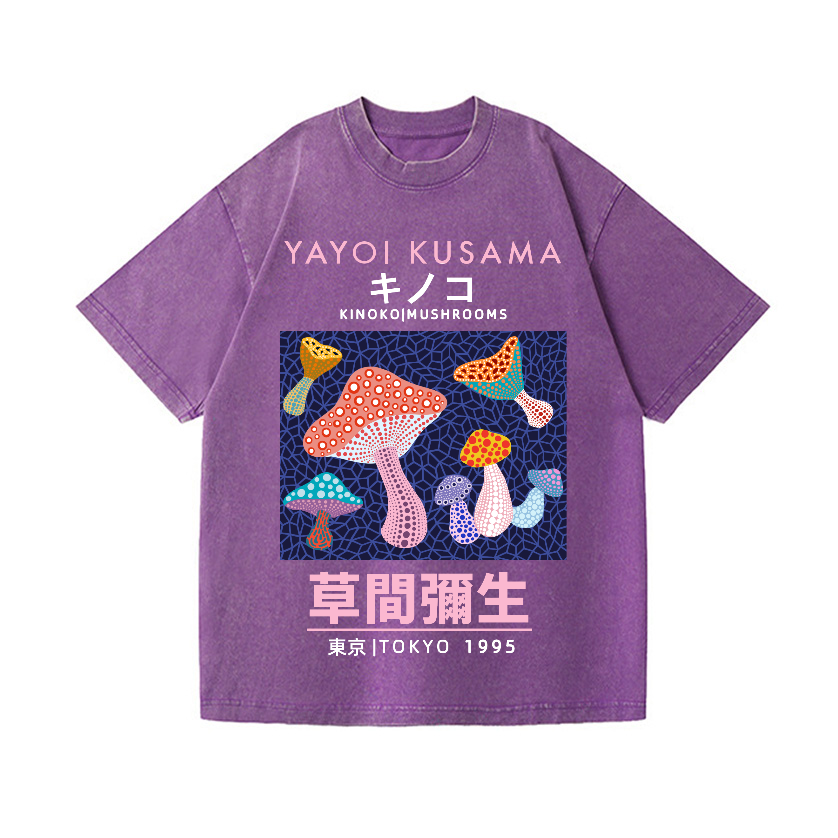 Yayoi Kusama Mushroom Vintage Wash Japanese Design T-Shirt
