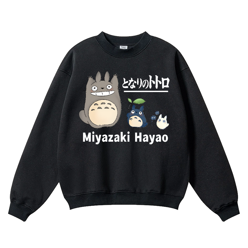 Ghibli Miyazaki Hayao Totoro Anime Vintage Cotton Blend Crewneck Sweatshirt