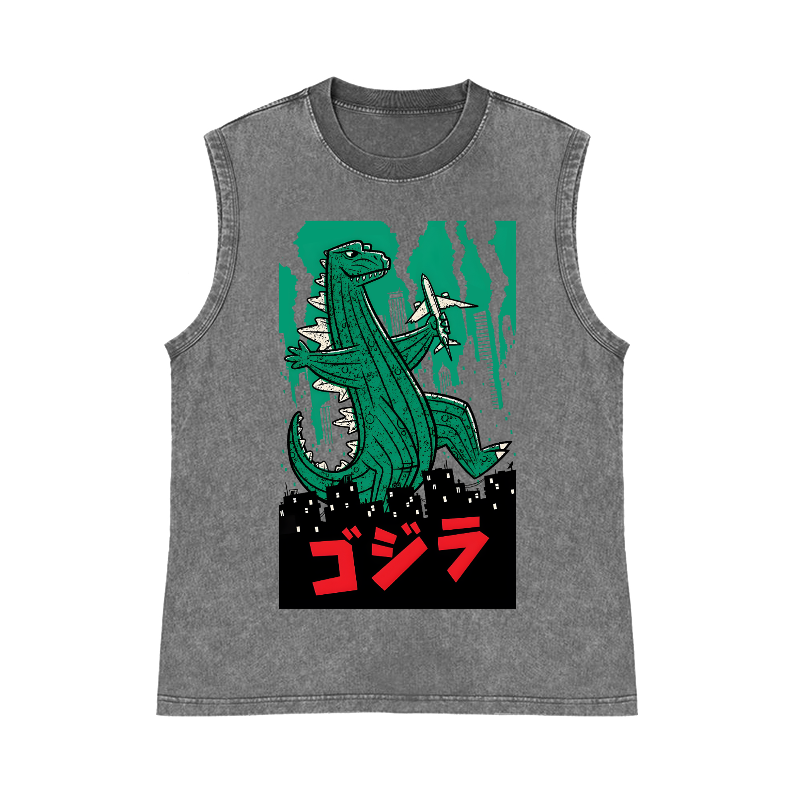 Kaiju Pure Cotton Wash-Dyed Sleeveless Tank Top