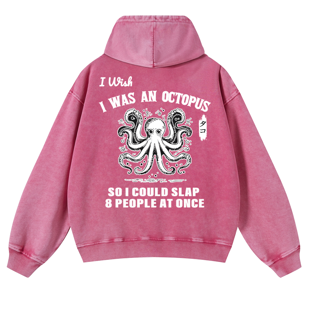 Octopus Vintage Washed Cotton Back Art Hoodie