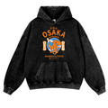 Osaka Dotonbori Drunken Octopus Vintage Washed Thick Cotton Hoodie