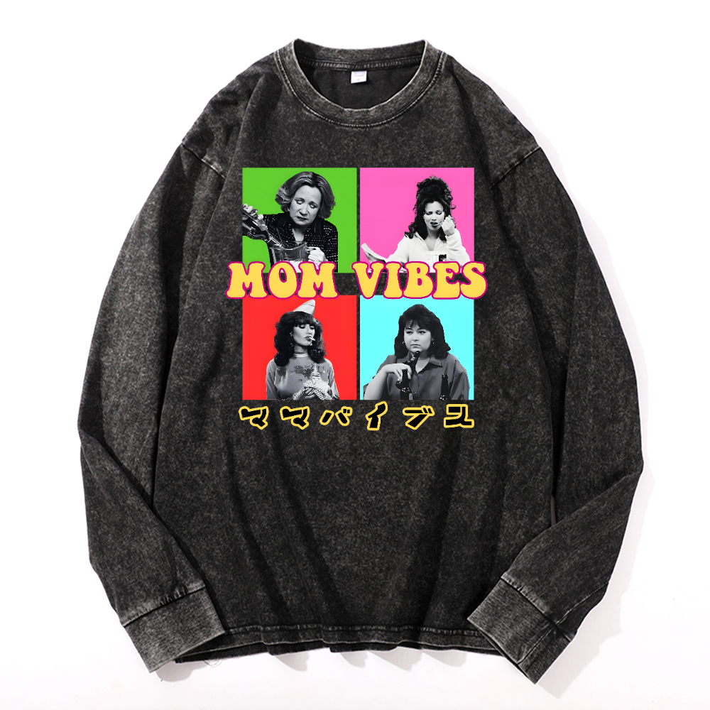 Mother's Day Vintage Cotton Wash Long-sleeve T-shirt