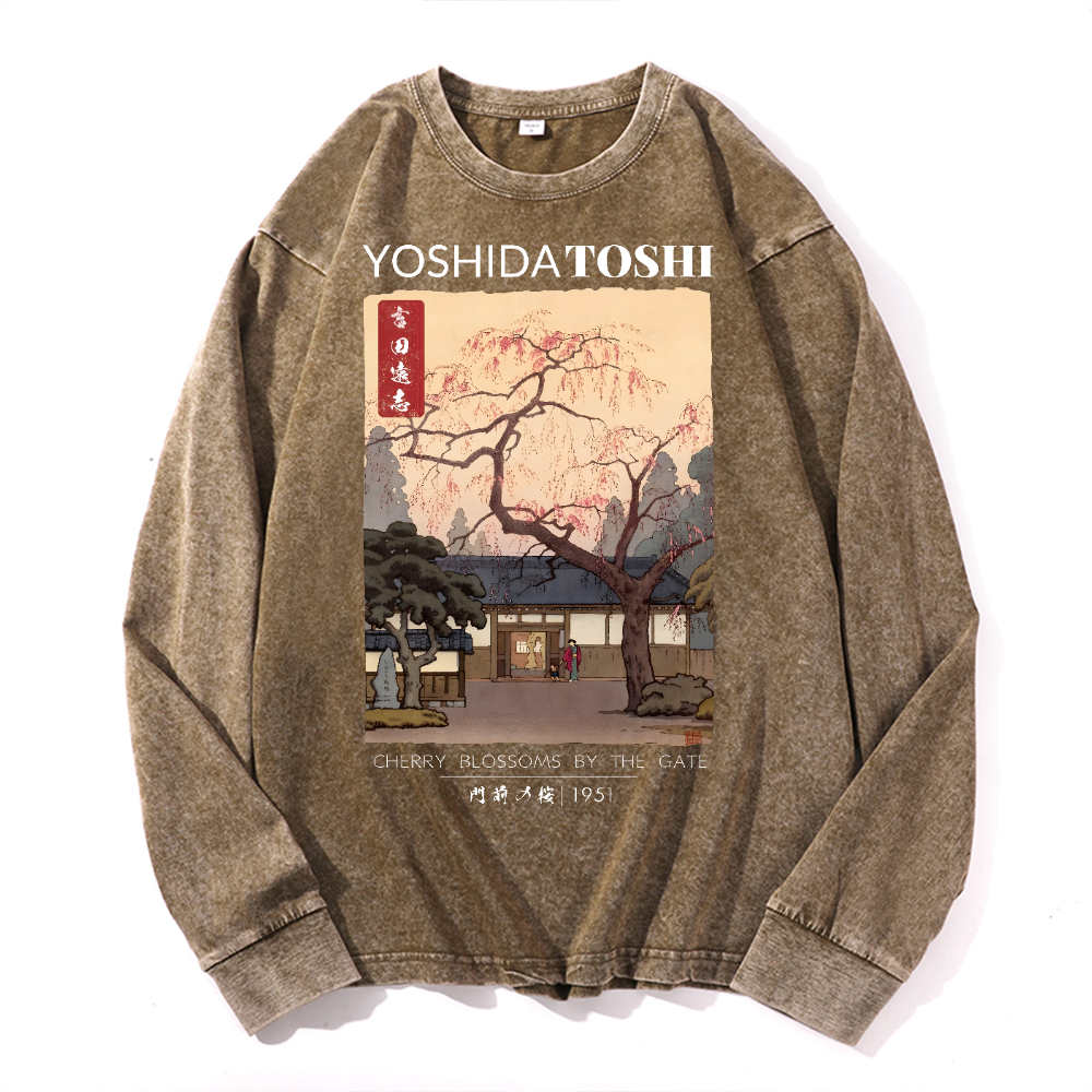Yoshida Toshi Vintage Cotton Wash Crewneck Long-Sleeve T-Shirt
