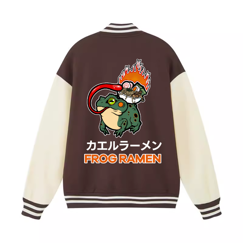 Frog Ramen Vintage Cotton Varsity Jacket