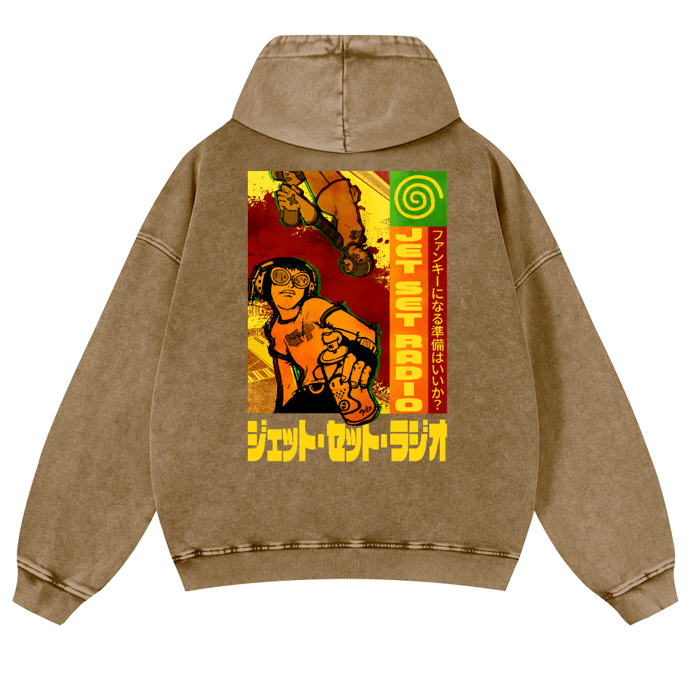 Jet Set Radio Vintage Washed Cotton Back Art Hoodie